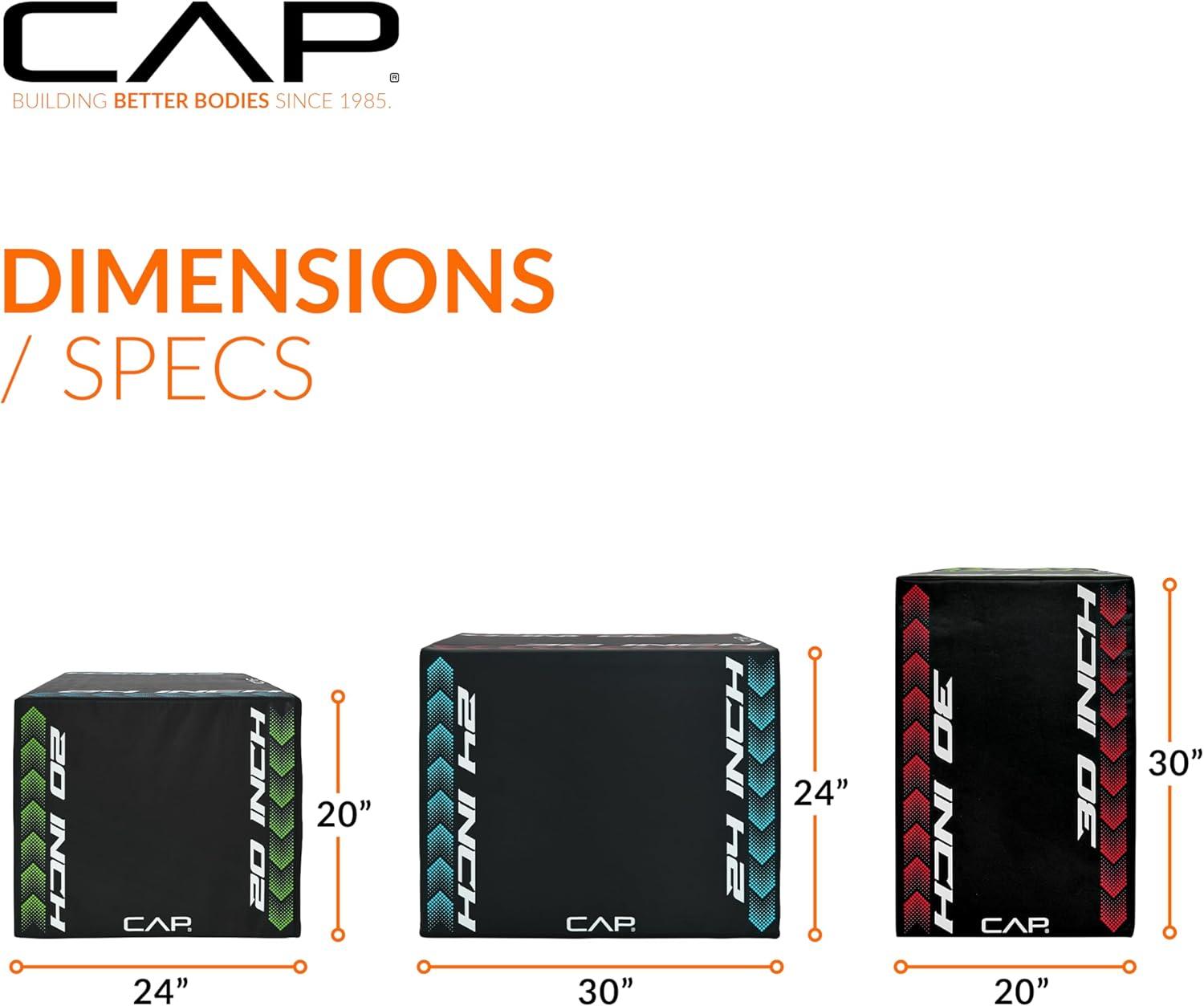 imageCAP Barbell 3in1 Foam Plyometric Jump Box Adjustable Heights for Home Gym HIIT StepUps Agility Drills ampamp Strength Training