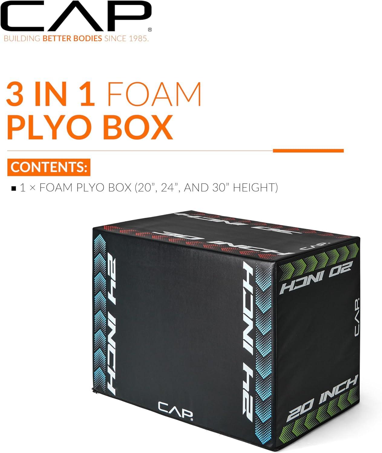 imageCAP Barbell 3in1 Foam Plyometric Jump Box Adjustable Heights for Home Gym HIIT StepUps Agility Drills ampamp Strength Training