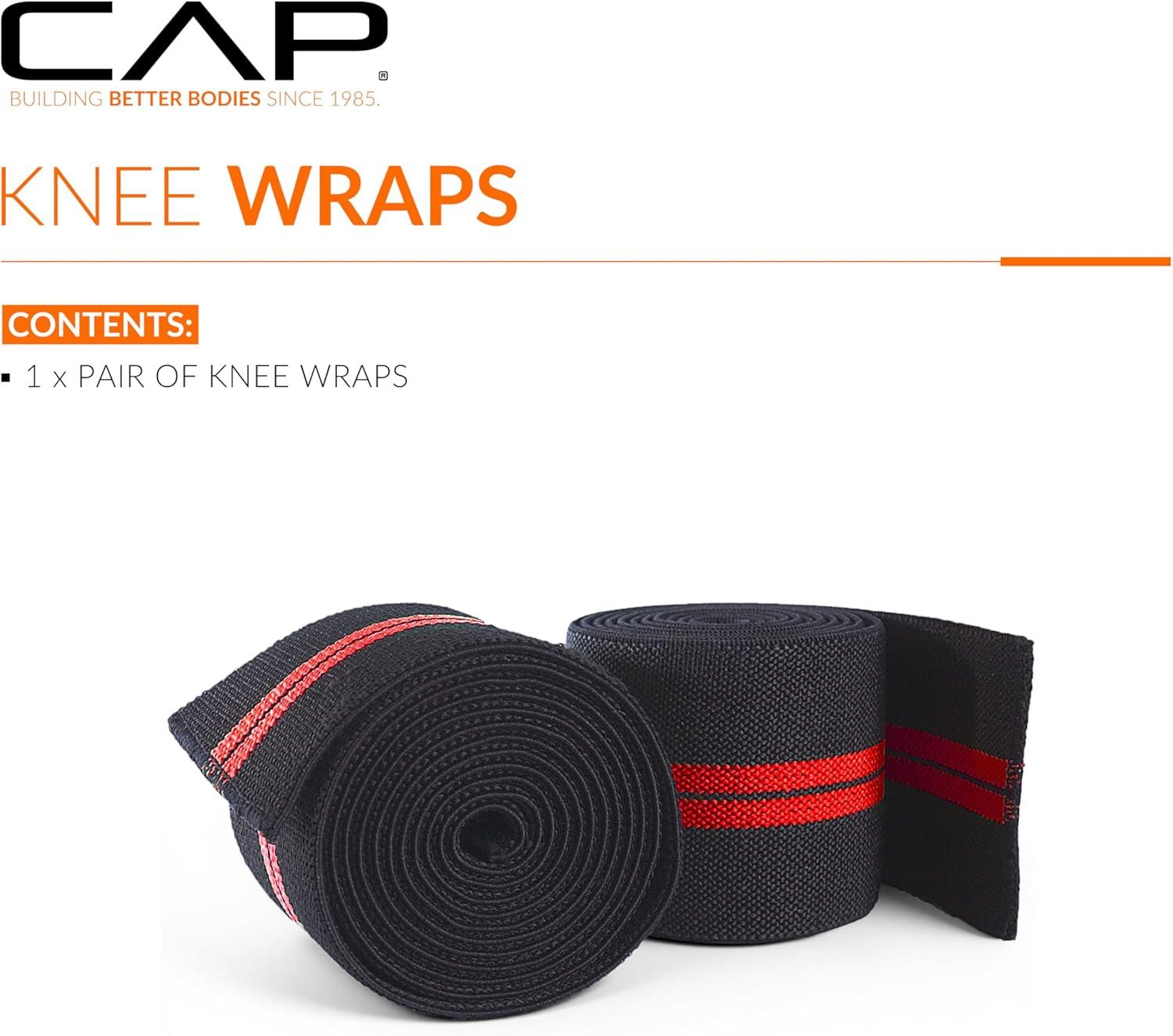 imageCap Barbell Elastic Knee Wraps for Weightlifing Pair of Adjustable Knee Wraps for Men ampamp Women for Powerlifting Squats Leg Press and Cross Training