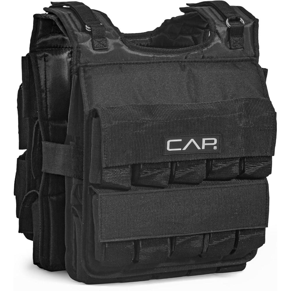imageCAP Barbell Adjustable Weighted Vest 20150 lbs HeavyDuty Workout Vest with Removable Iron Weights for Strength Training Cardio Running and Calisthenics150lbs