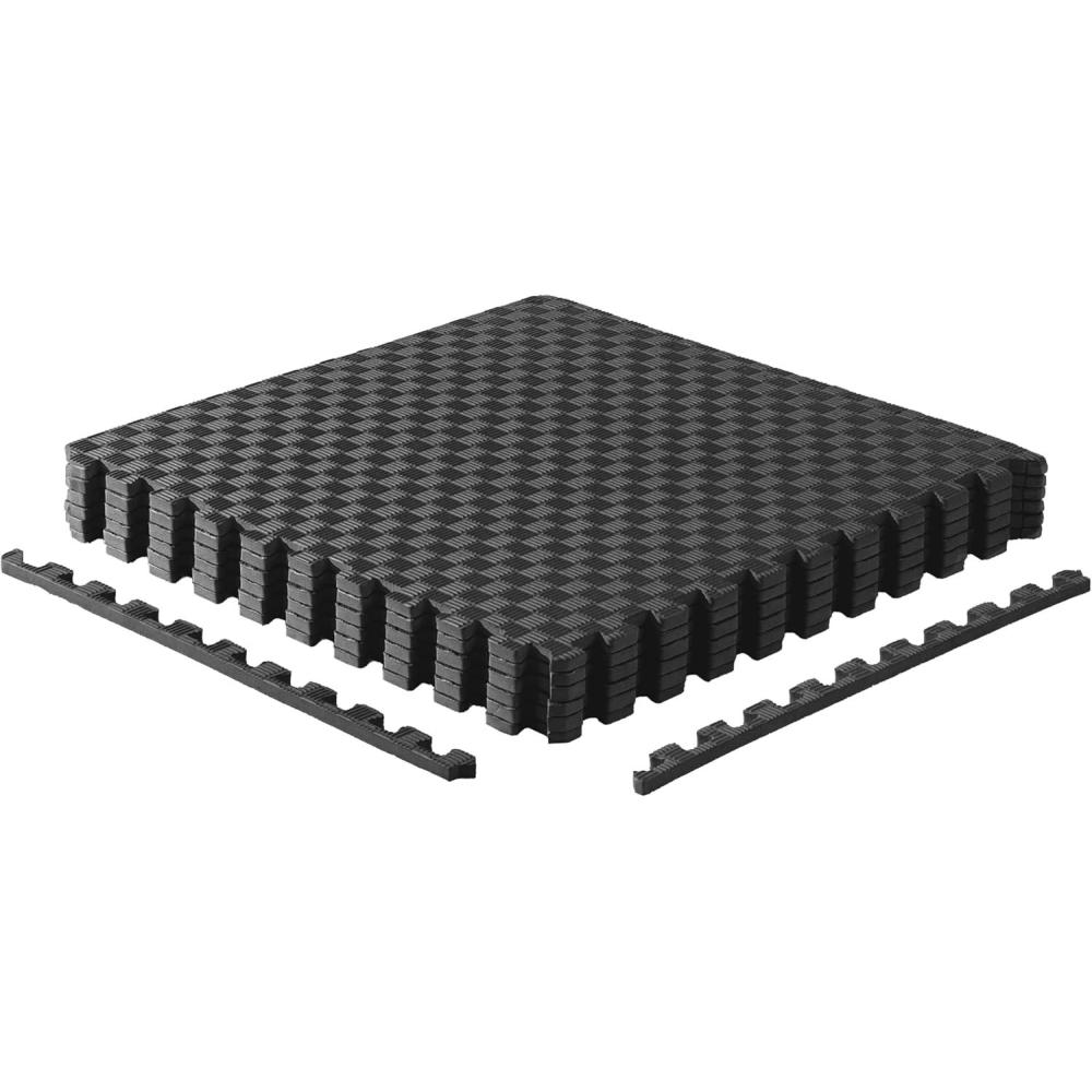 imageCAP Barbell Interlocking EVA Foam Exercise Puzzle Mat Home Gym Flooring  Multiple OptionsTatami  Black