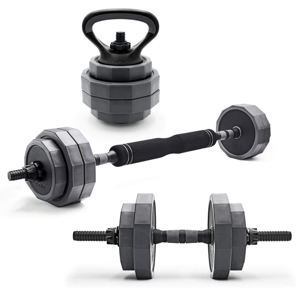imageCAP Barbell MultiUse Adjustable Weight Set  Versatile Dumbbell Barbell ampamp Kettlebell for FullBody Workouts  45lb and 66lb options66 lb Set