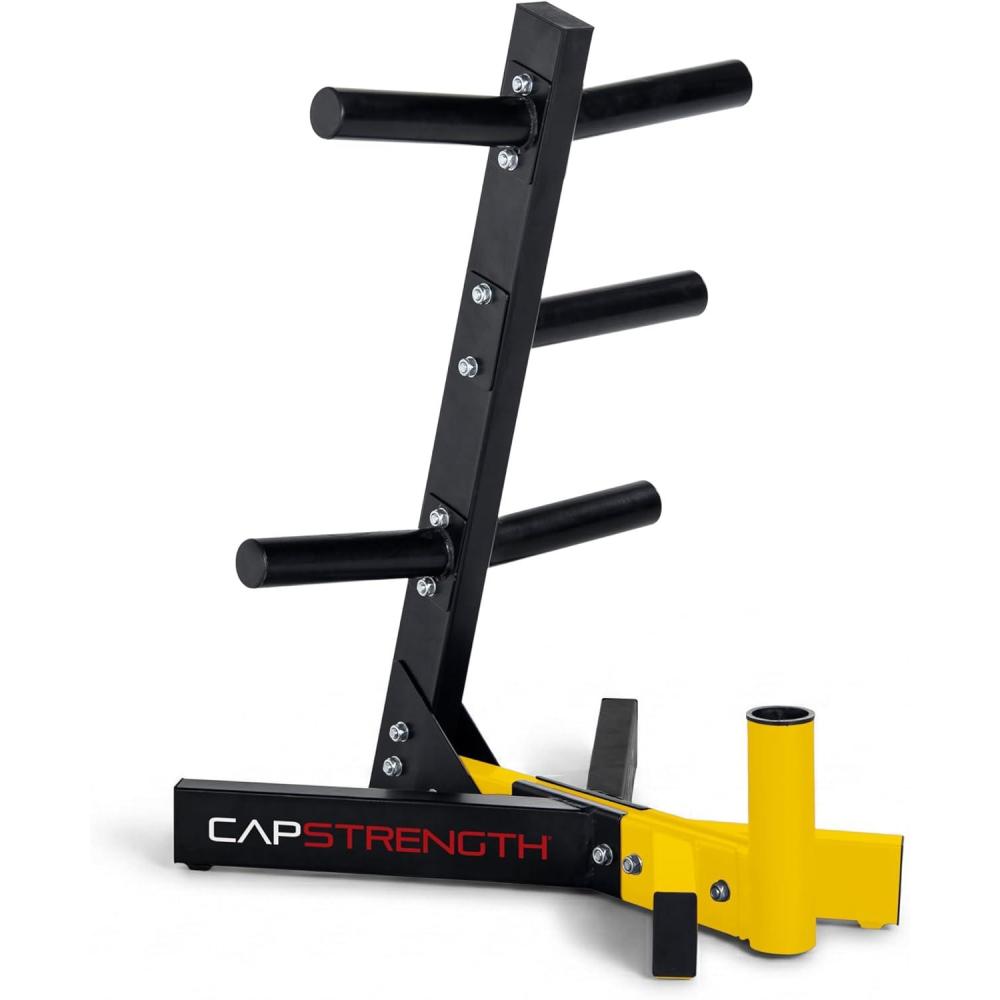 imageCap Barbell Olympic Plate Tree Storage Rack Multiple ColorsYellow