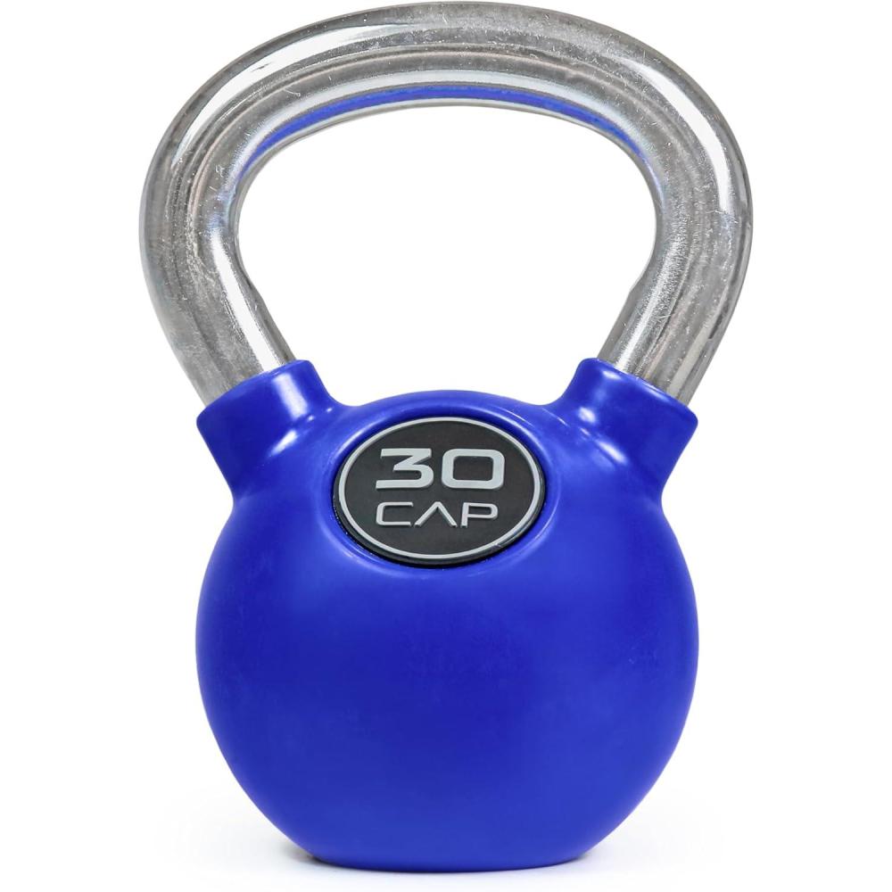 imageCap Barbell Rubber Color Coated Kettlebell with Chrome HandleBlue  30 Pound