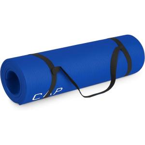 CAP Barbell 1/2-Inch High Density Exercise Yoga Mat with Strap | Multiple Options(Blue)