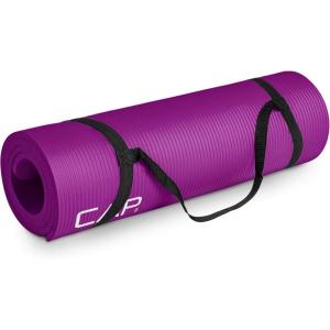 CAP Barbell 1/2-Inch High Density Exercise Yoga Mat with Strap | Multiple Options(Wine)