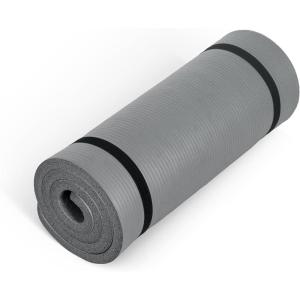 CAP Barbell 1-Inch High Density Exercise Yoga Mat with Strap | Multiple Colors(Gray)