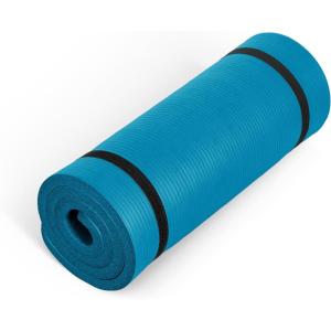 CAP Barbell 1-Inch High Density Exercise Yoga Mat with Strap | Multiple Colors(Teal)
