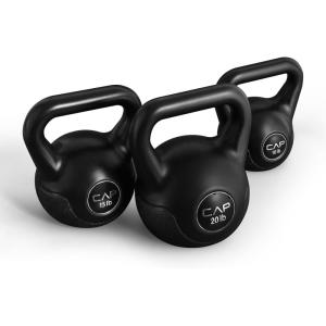 CAP Barbell 45 LB Cement Kettlebell Set – 10 lb, 15 lb & 20 lb Vinyl-Coated Kettlebells for Strength Training, Cardio, Cross Training & Home Gym Workouts