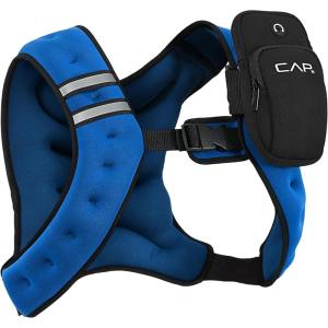 CAP Barbell 8LB Weighted Vest – Unisex Workout Vest with Phone Pouch, Reflective Strips, and Adjustable Fit for Walking, Running, Cardio, and Strength Training | Black or Blue(Blue)