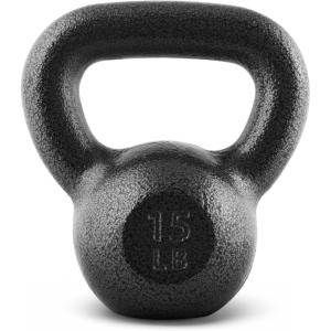 CAP Barbell Cast Iron Kettlebell – Coated Options, Singles and Sets, Multiple Weight Choices(15 pounds)
