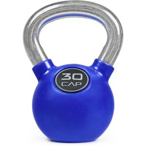 Cap Barbell Rubber Color Coated Kettlebell with Chrome Handle(Blue  30 Pound)