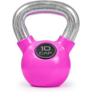 Cap Barbell Rubber Color Coated Kettlebell with Chrome Handle(Pink (10-Pound))