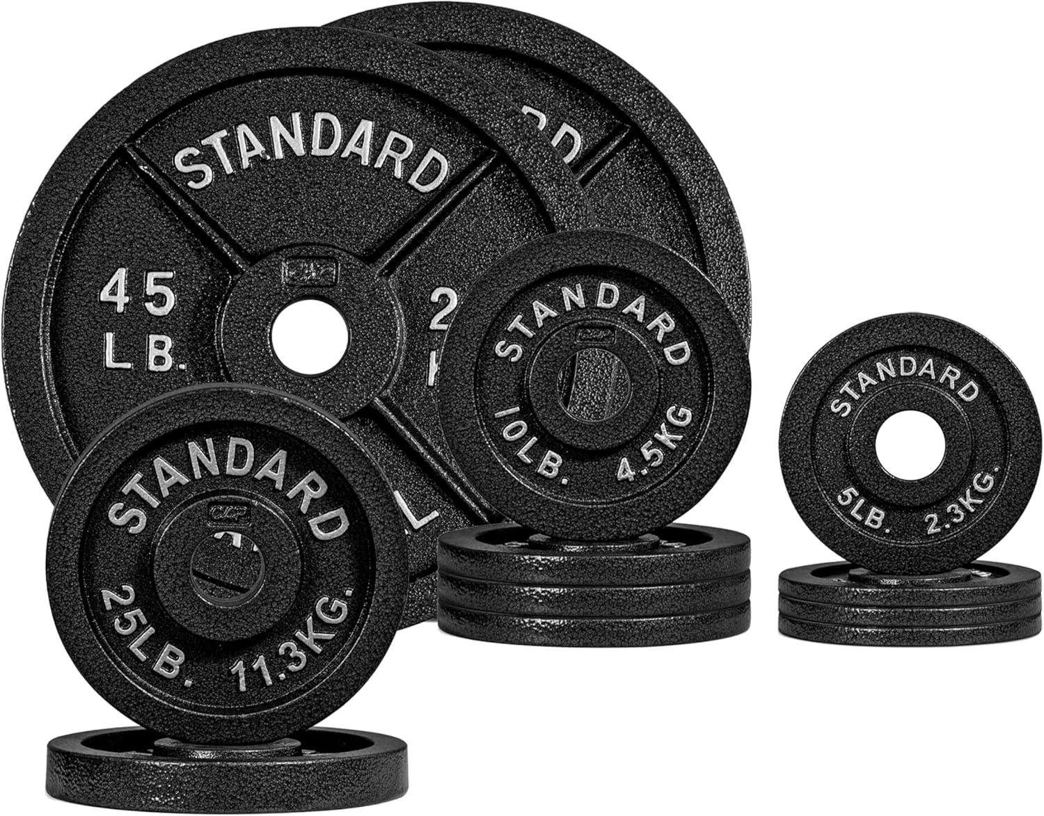 imageCAP Barbell 2Inch Olympic Cast Iron Plate Weight Set 75285 lbs Multiple OptionsCLASSIC
