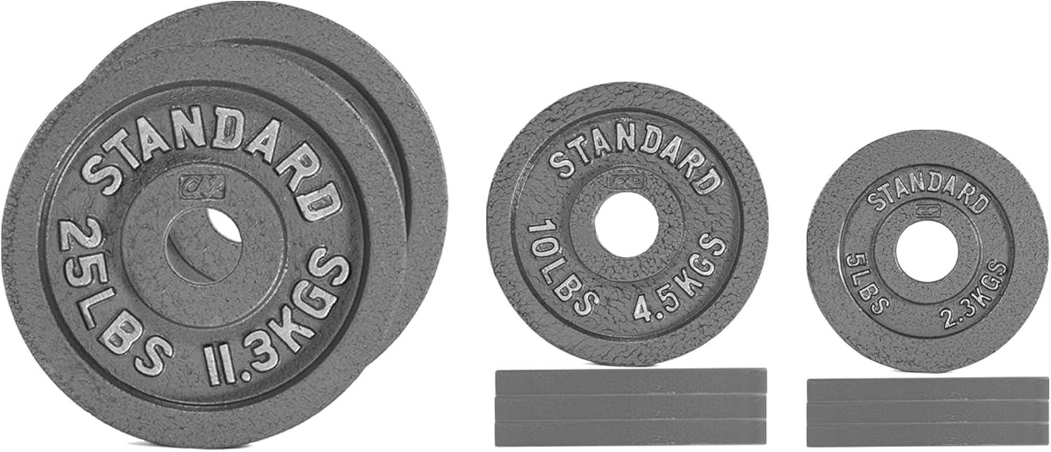 imageCAP Barbell 2Inch Olympic Cast Iron Plate Weight Set 75285 lbs Multiple OptionsCLASSIC GRAY