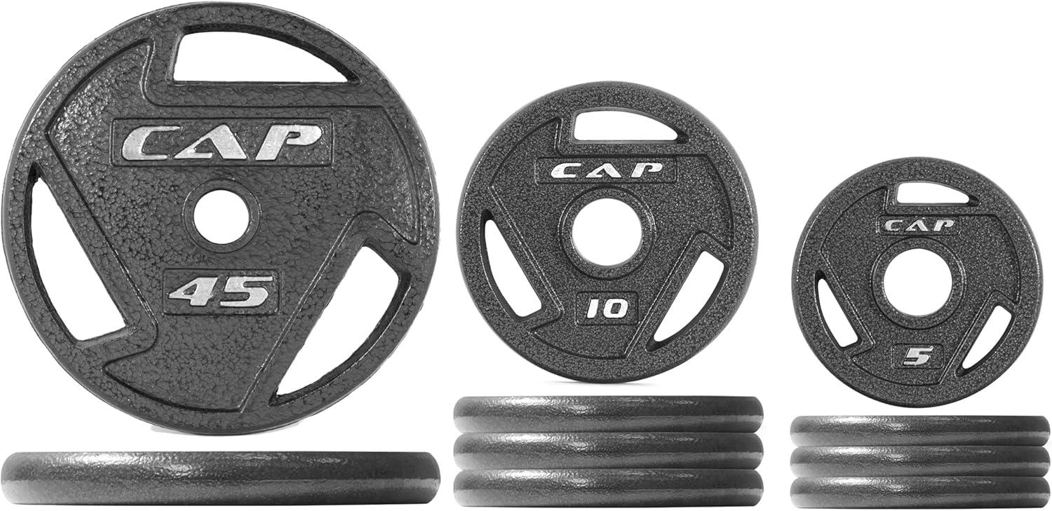 imageCAP Barbell 2Inch Olympic Cast Iron Plate Weight Set 75285 lbs Multiple OptionsELITE