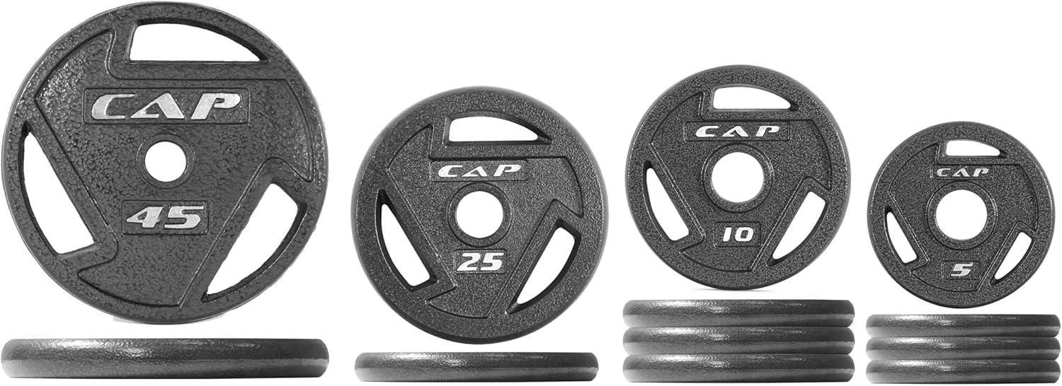 imageCAP Barbell 2Inch Olympic Cast Iron Plate Weight Set 75285 lbs Multiple OptionsELITE