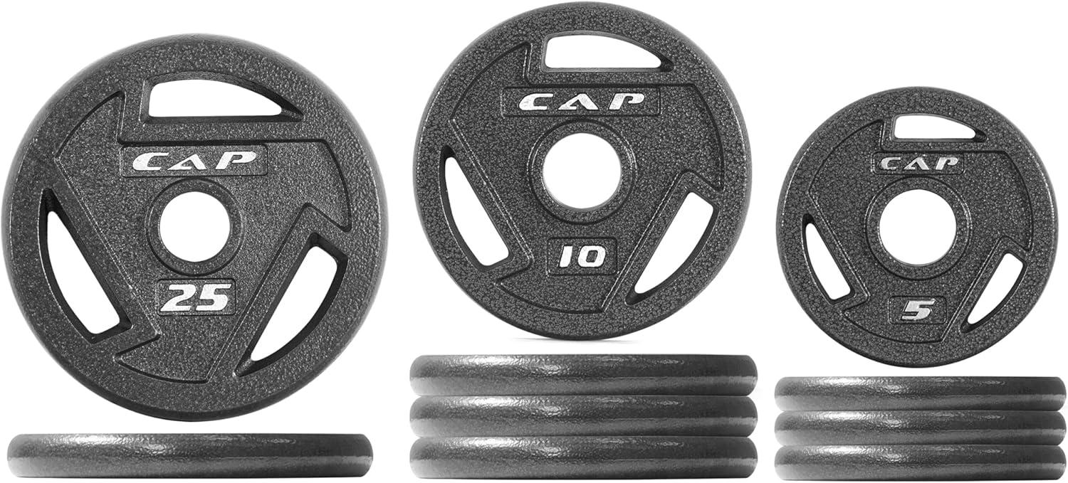 imageCAP Barbell 2Inch Olympic Cast Iron Plate Weight Set 75285 lbs Multiple OptionsELITE