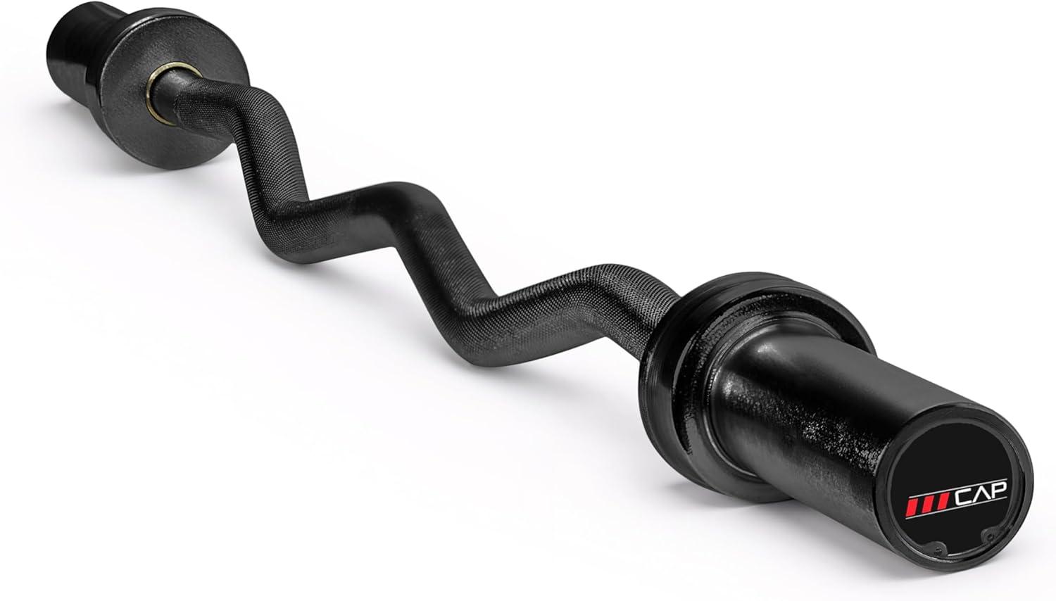 imageCAP Barbell 47Inch Olympic EZ Curl Bar for 2Inch Weight Plates Multiple OptionsBlack