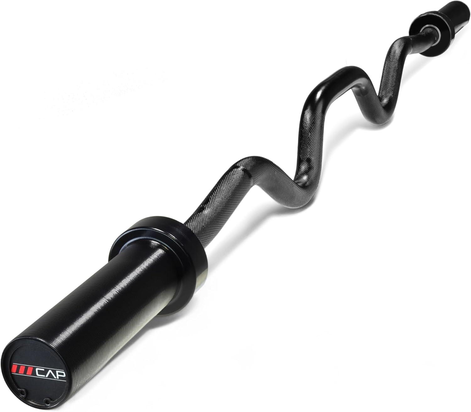 imageCAP Barbell 48Inch Super Curl Olympic Barbell for 2Inch Weight Plates Multiple OptionsBlack