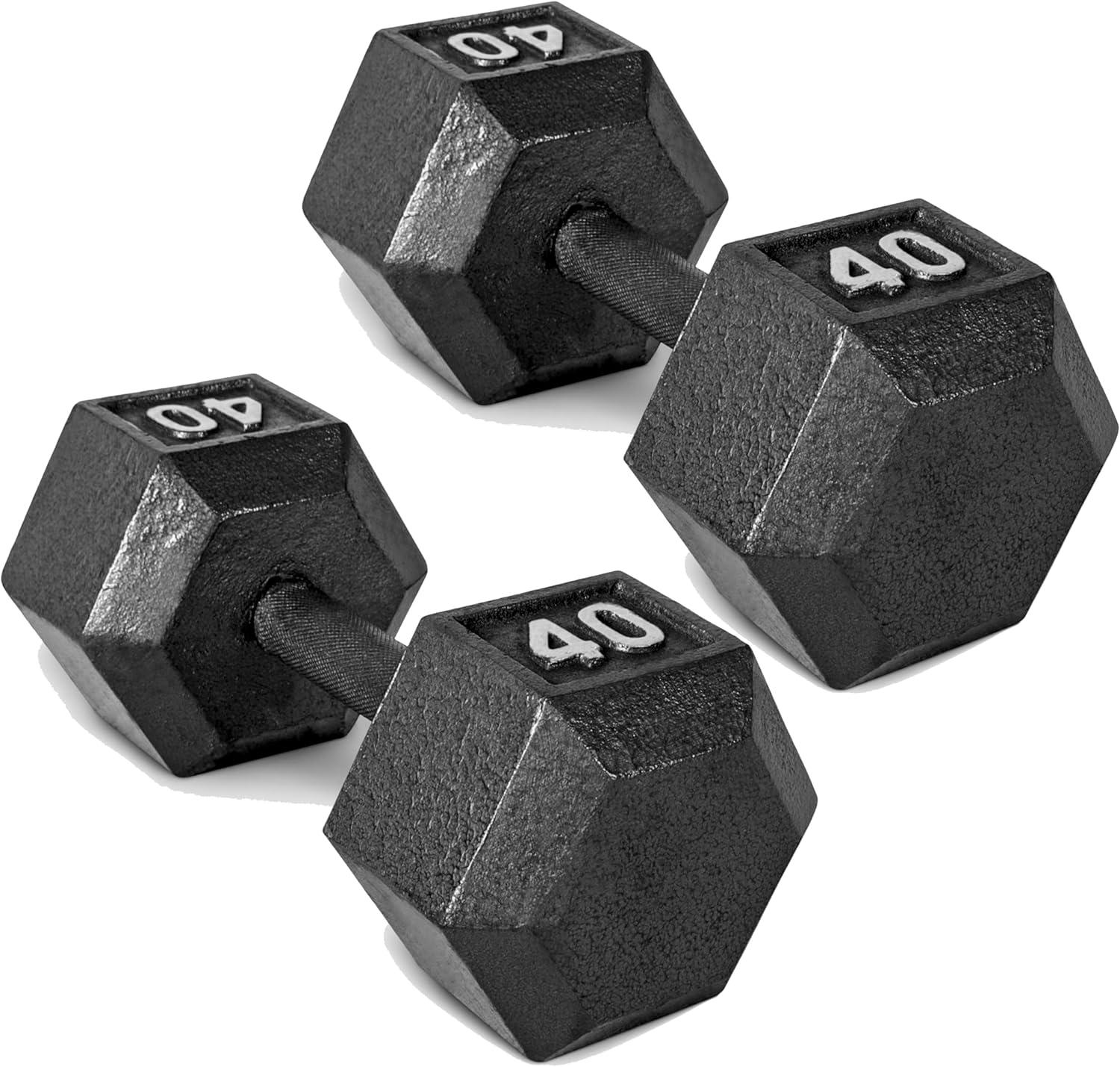 imageCAP Barbell Cast Iron Hex Dumbbell Multiple OptionsBlack Pair