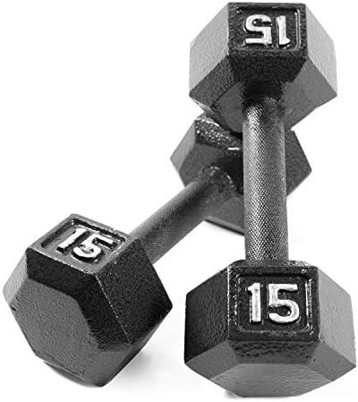 imageCAP Barbell Cast Iron Hex Dumbbell Multiple OptionsBlack Pair