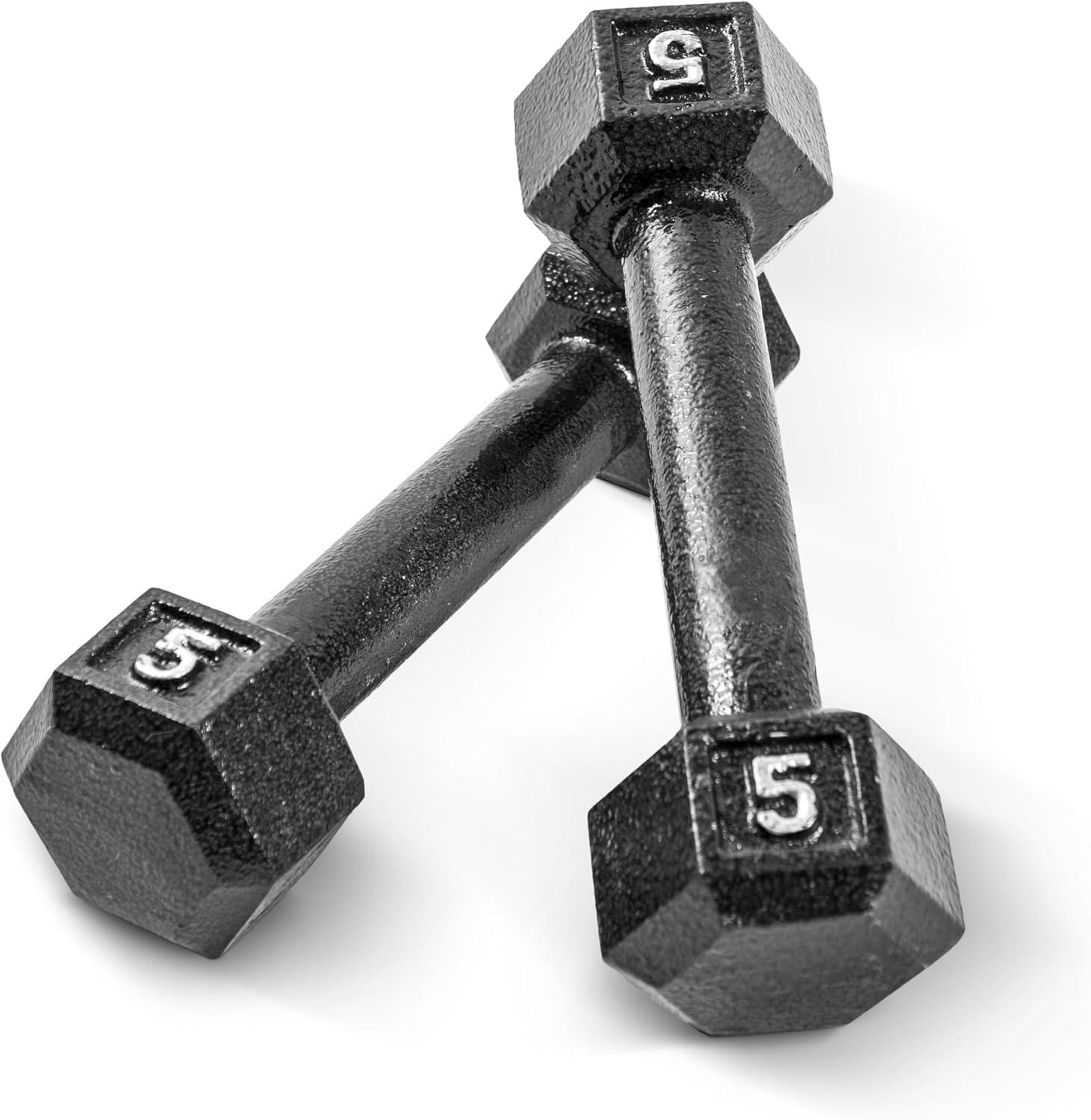 imageCAP Barbell Cast Iron Hex Dumbbell Multiple OptionsBlack Pair