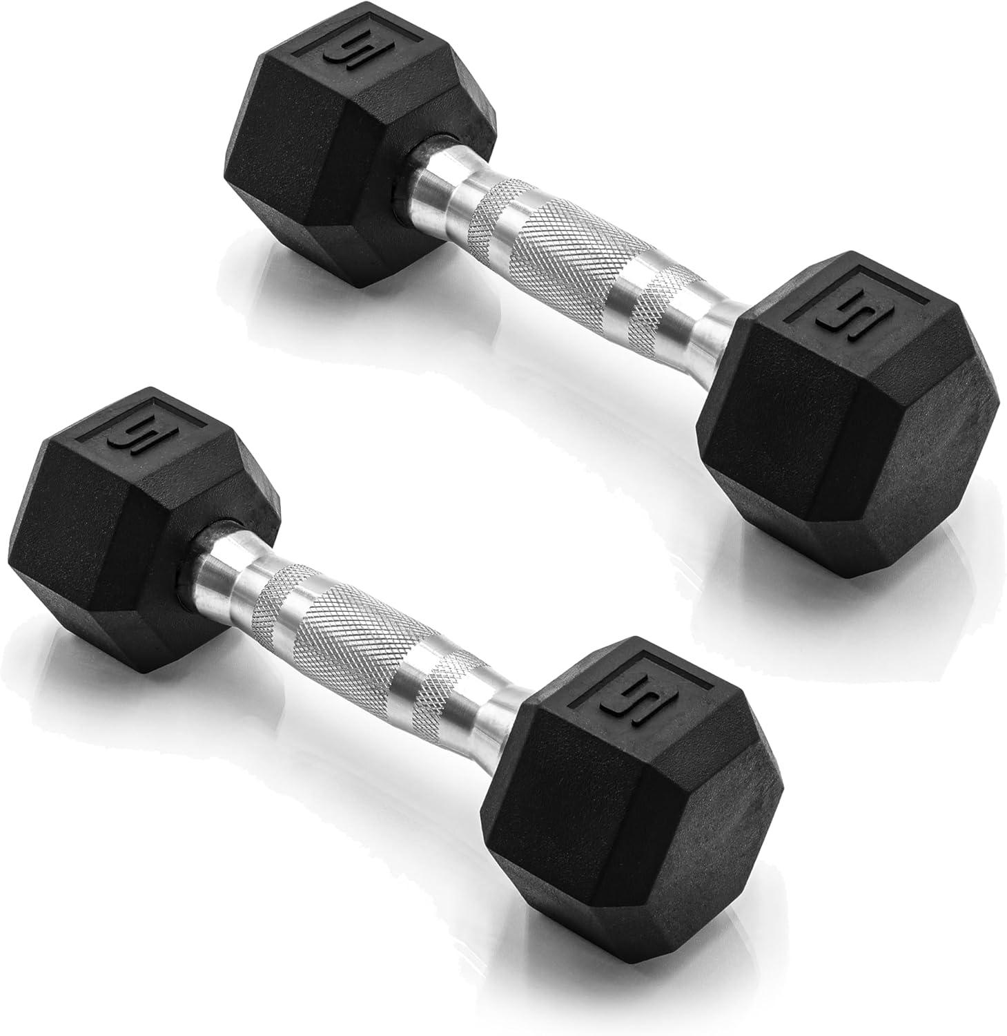 imageCAP Barbell Coated Dumbbell Weight Multiple Options Pairs ampamp SetsChrome Handle