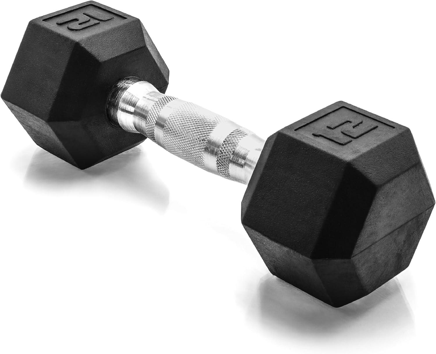 imageCAP Barbell Coated Hex Dumbbell Weight Single 10120 lbs Multiple OptionsChrome Handle