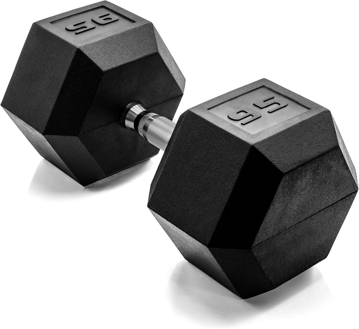 imageCAP Barbell Coated Hex Dumbbell Weight Single 10120 lbs Multiple OptionsChrome Handle