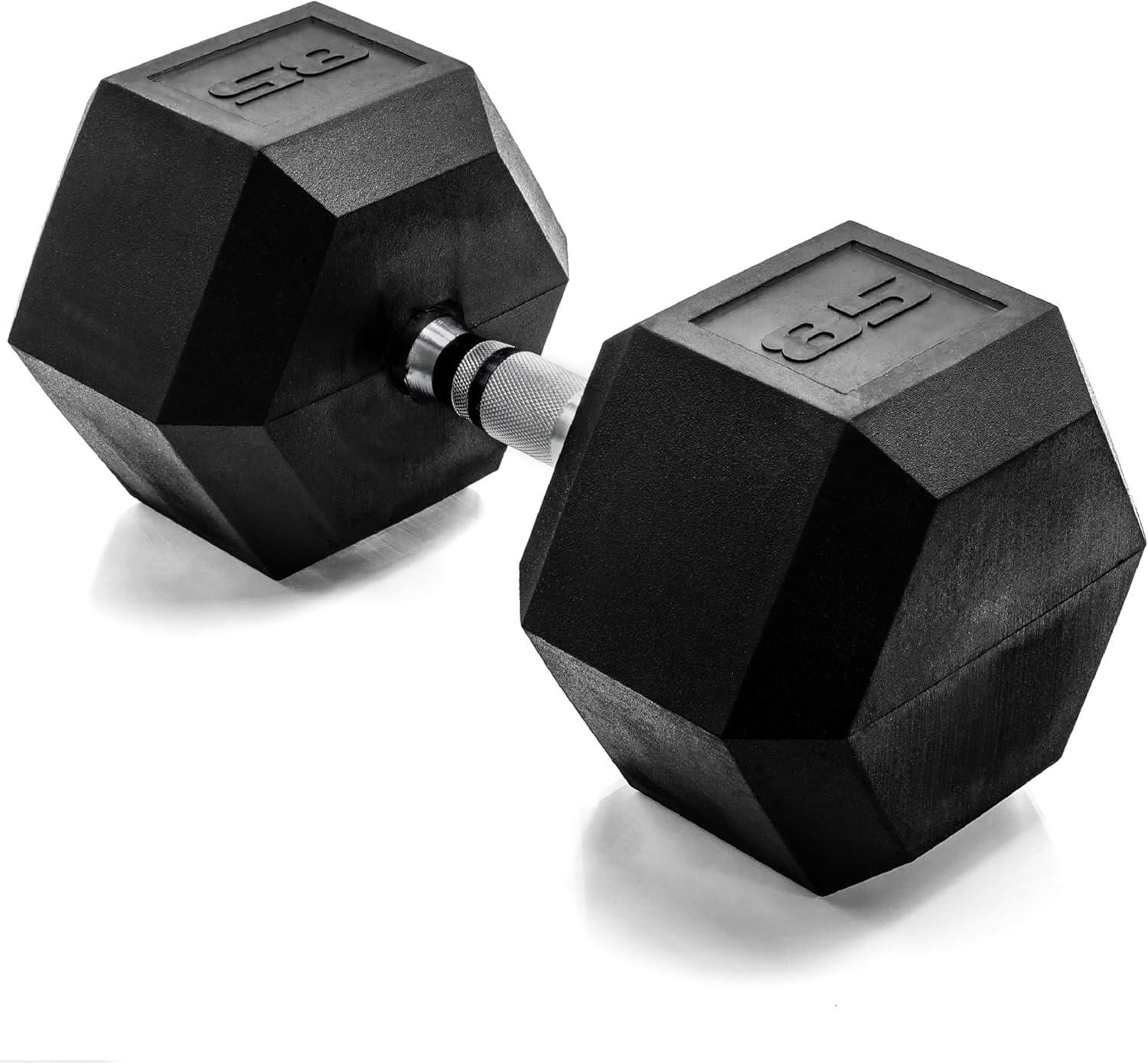 imageCAP Barbell Coated Hex Dumbbell Weight Single 10120 lbs Multiple OptionsChrome Handle