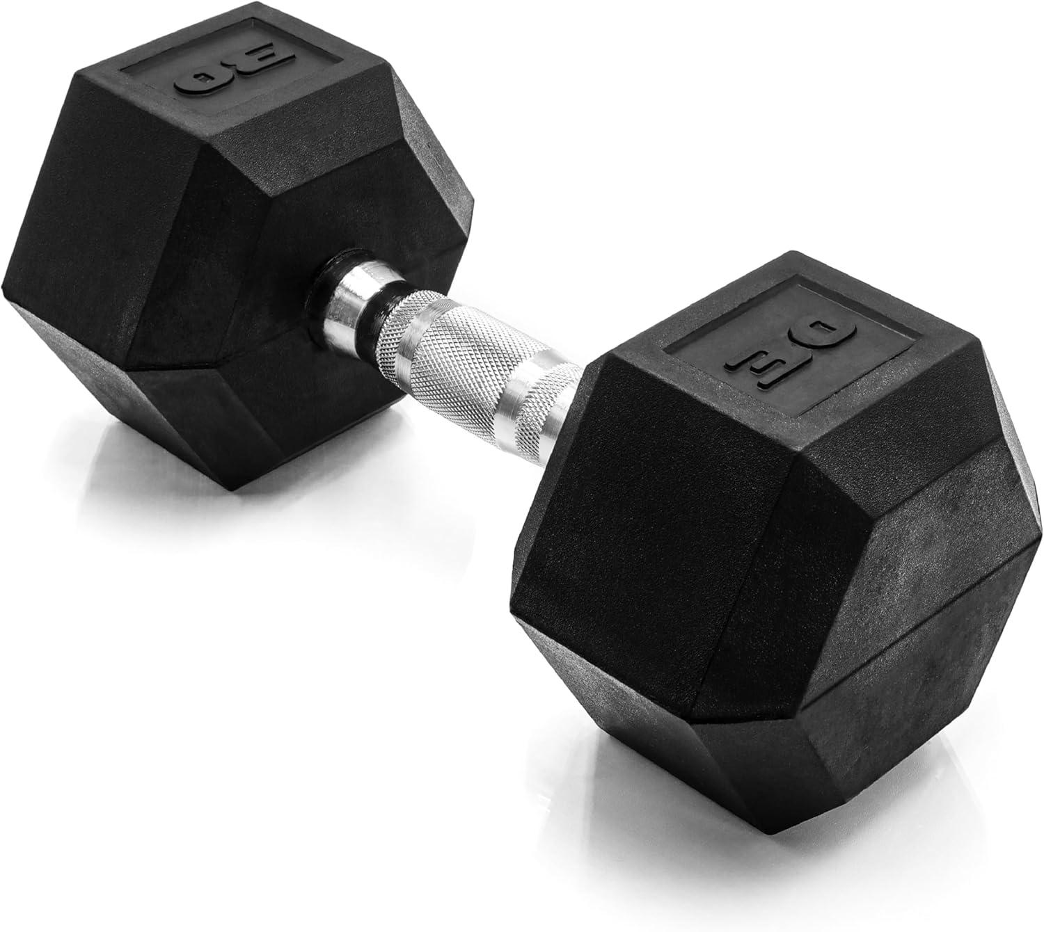 imageCAP Barbell Coated Hex Dumbbell Weight Single 10120 lbs Multiple OptionsChrome Handle