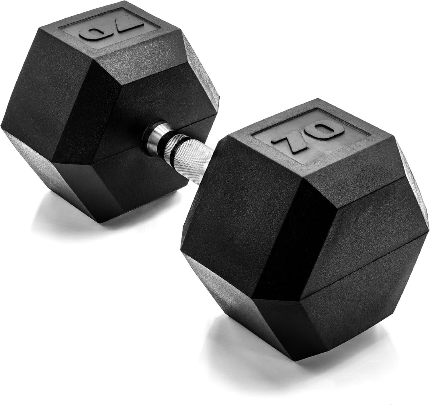 imageCAP Barbell Coated Hex Dumbbell Weight Single 10120 lbs Multiple OptionsChrome Handle
