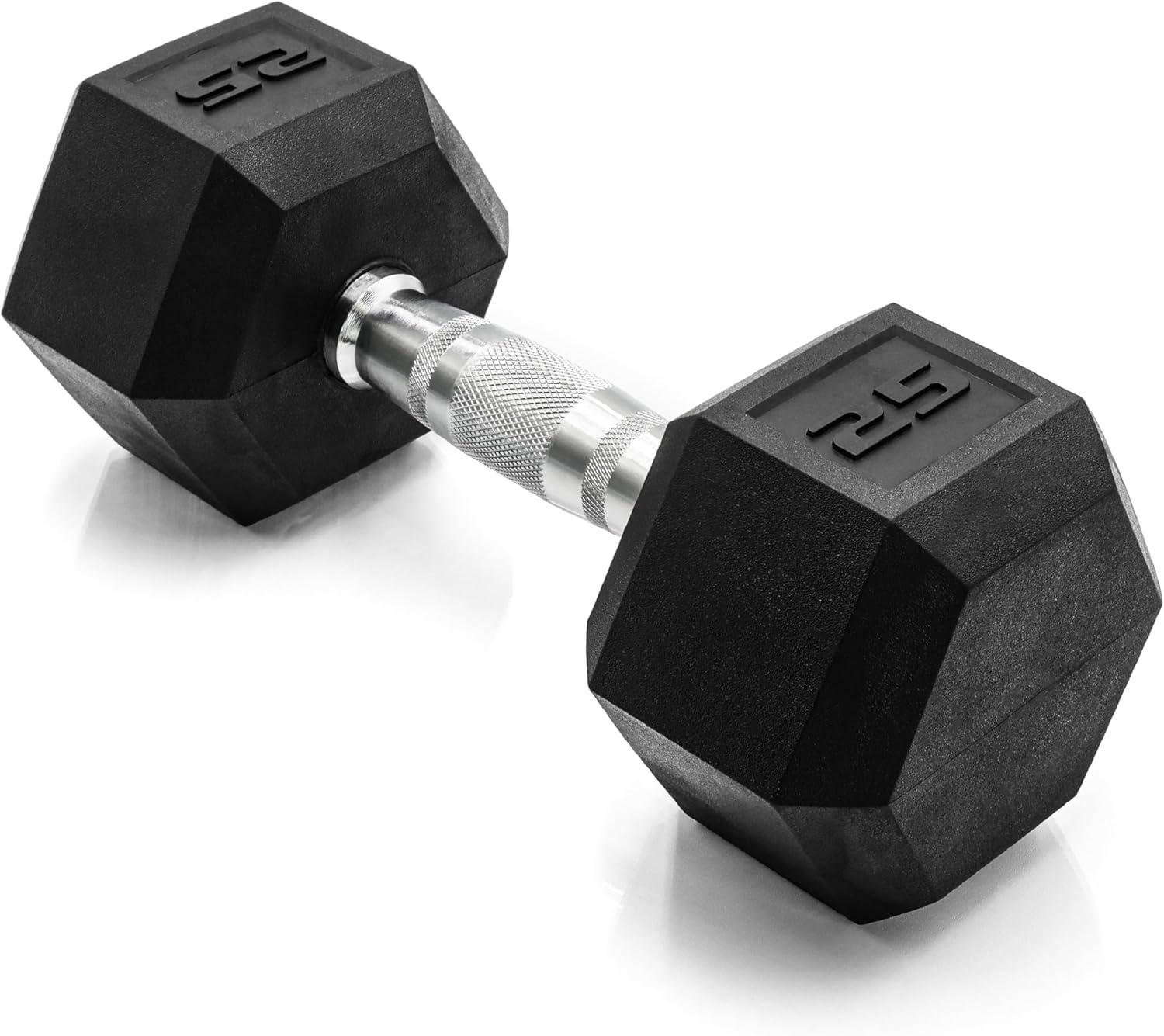 imageCAP Barbell Coated Hex Dumbbell Weight Single 10120 lbs Multiple OptionsChrome Handle
