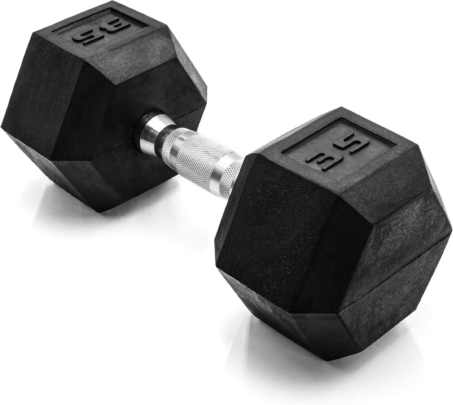 imageCAP Barbell Coated Hex Dumbbell Weight Single 10120 lbs Multiple OptionsChrome Handle