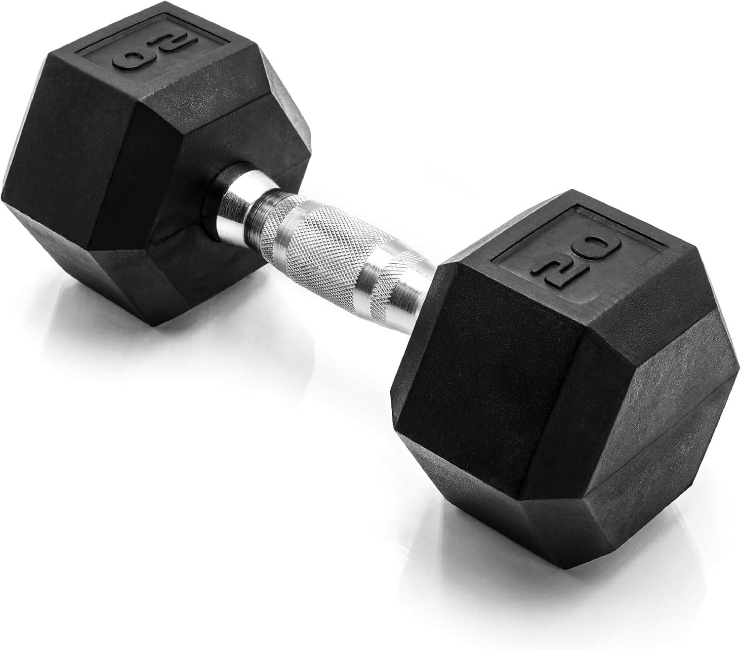 imageCAP Barbell Coated Hex Dumbbell Weight Single 10120 lbs Multiple OptionsChrome Handle