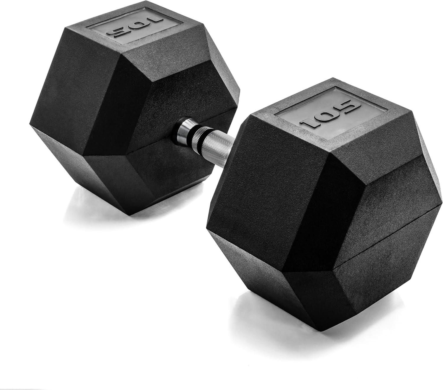 imageCAP Barbell Coated Hex Dumbbell Weight Single 10120 lbs Multiple OptionsChrome Handle
