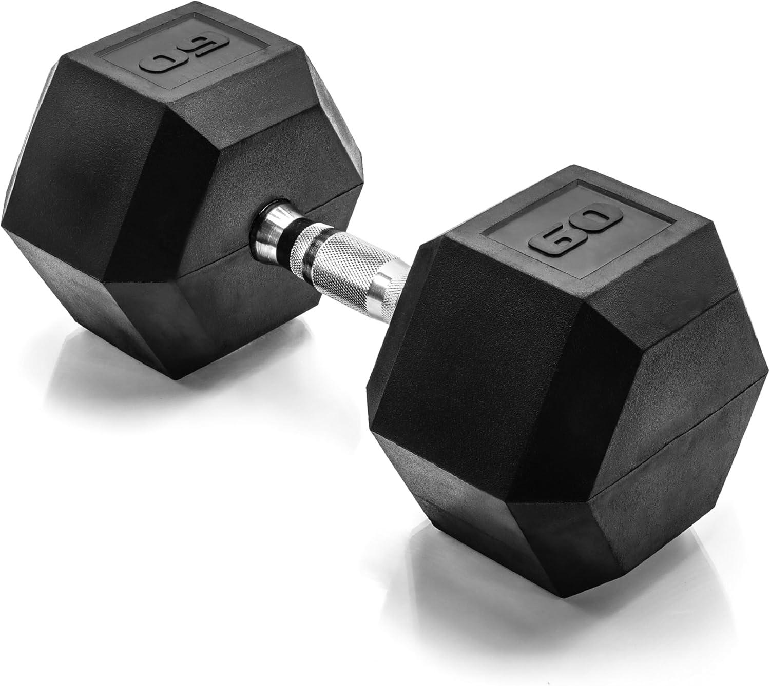 imageCAP Barbell Coated Hex Dumbbell Weight Single 10120 lbs Multiple OptionsChrome Handle