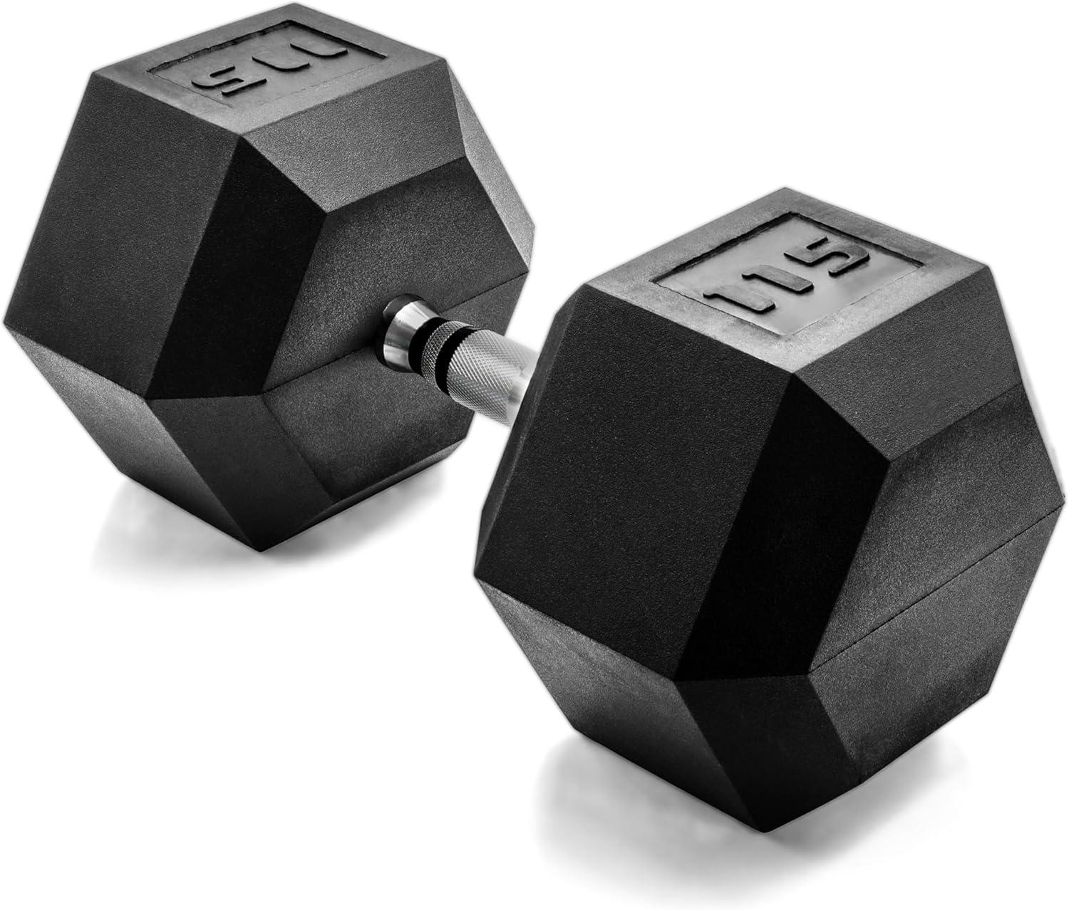 imageCAP Barbell Coated Hex Dumbbell Weight Single 10120 lbs Multiple OptionsChrome Handle