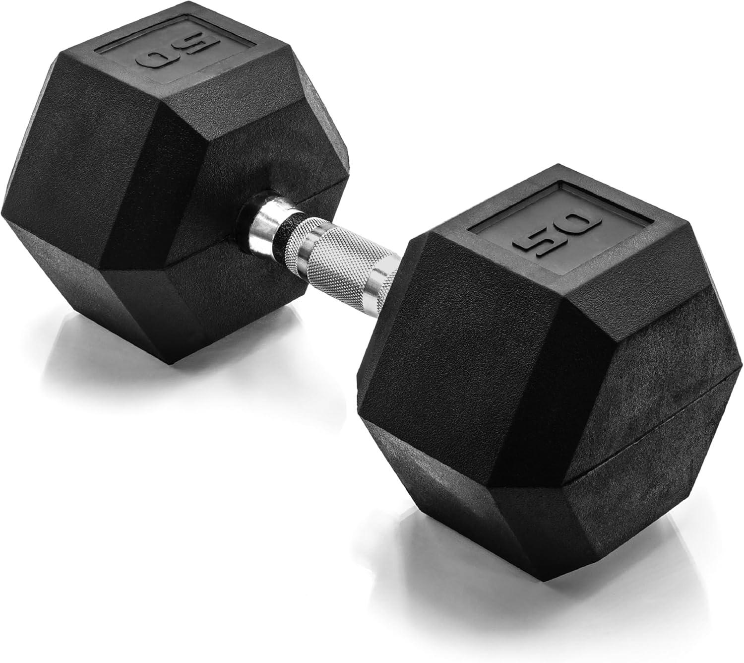 imageCAP Barbell Coated Hex Dumbbell Weight Single 10120 lbs Multiple OptionsChrome Handle