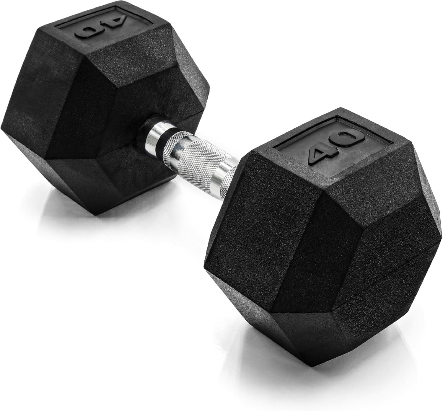 imageCAP Barbell Coated Hex Dumbbell Weight Single 10120 lbs Multiple OptionsChrome Handle