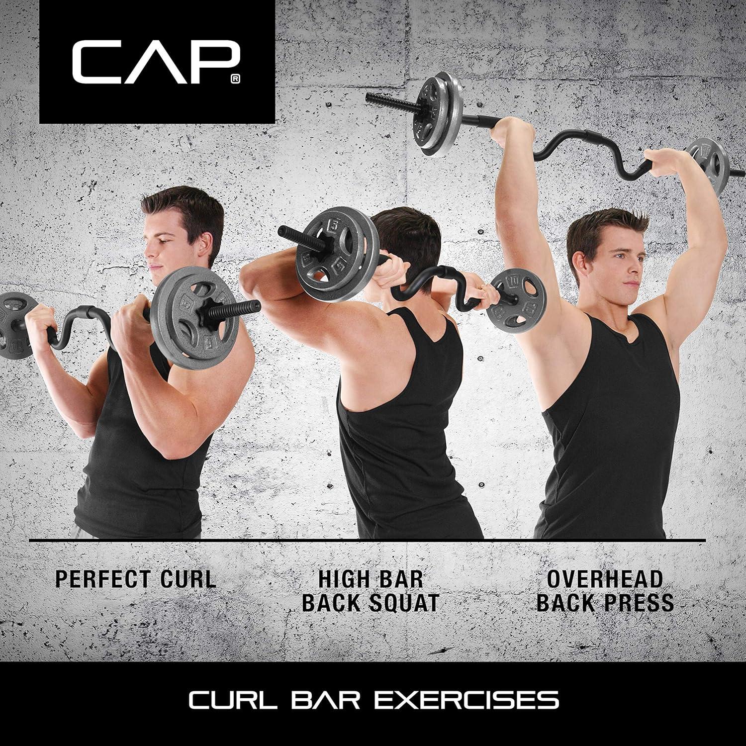 imageCAP Barbell RB48T2B Super Curl Bar Black 48quot