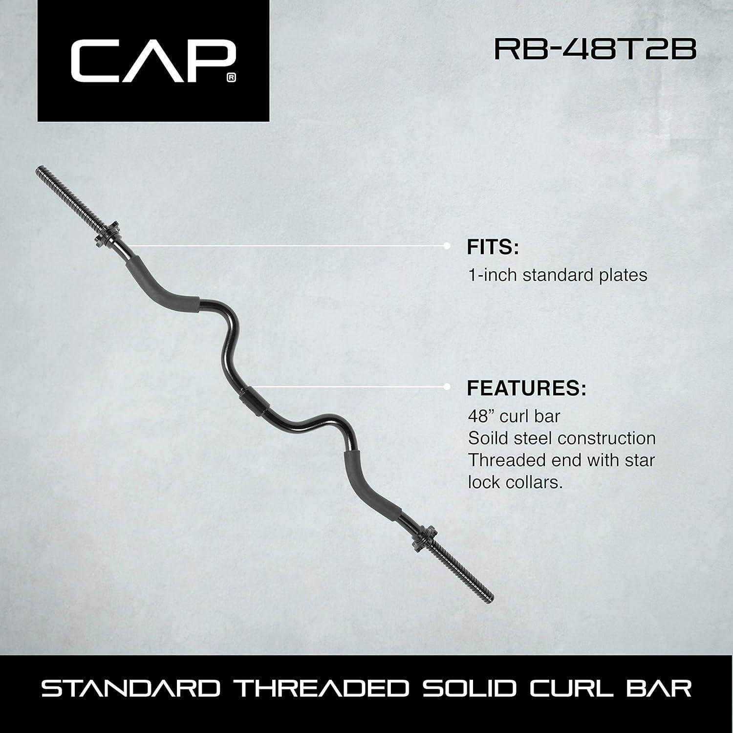 imageCAP Barbell RB48T2B Super Curl Bar Black 48quot