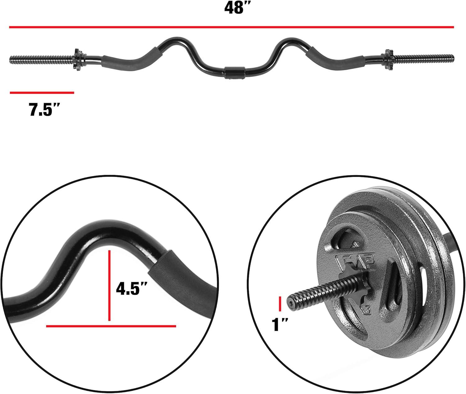 imageCAP Barbell RB48T2B Super Curl Bar Black 48quot