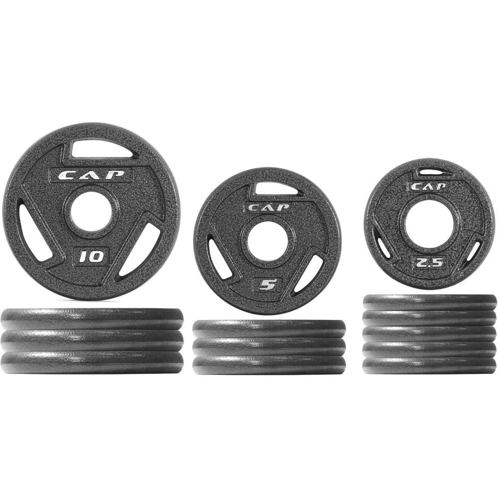 imageCAP Barbell 2Inch Olympic Cast Iron Plate Weight Set  75285 lbs  Multiple OptionsELITE