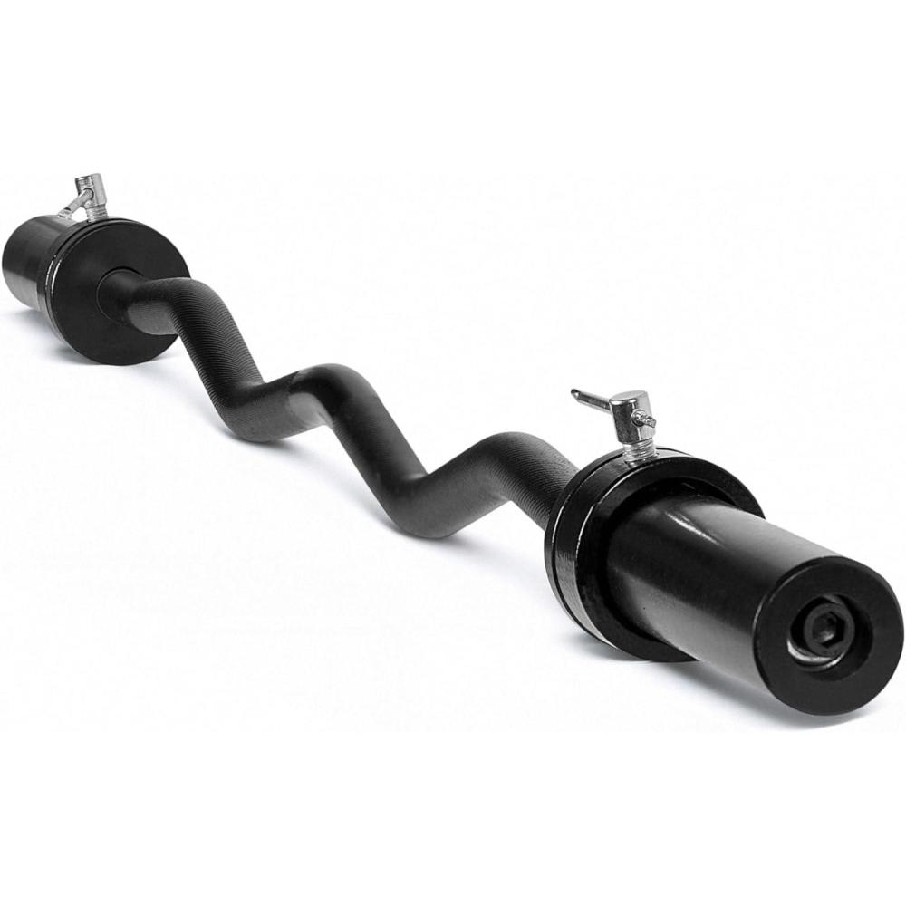 imageCAP Barbell 47Inch Olympic EZ Curl Bar for 2Inch Weight Plates  Multiple OptionsBlack