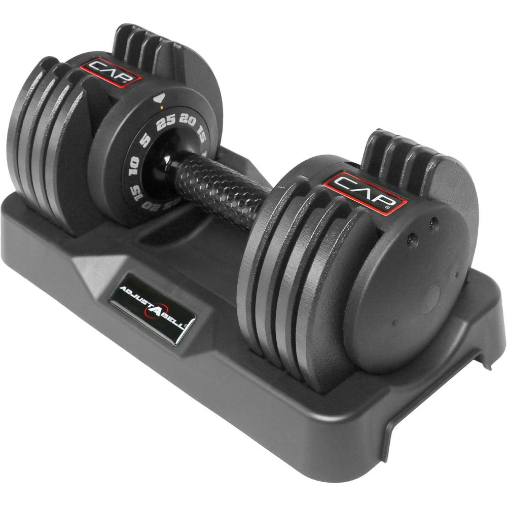 imageCAP Barbell ADJUSTABELL Adjustable Round Dumbbell Weights  Singles ampamp Pairs  125 lb 25 lb ampamp 55 lb  Multiple Handle OptionsSingle