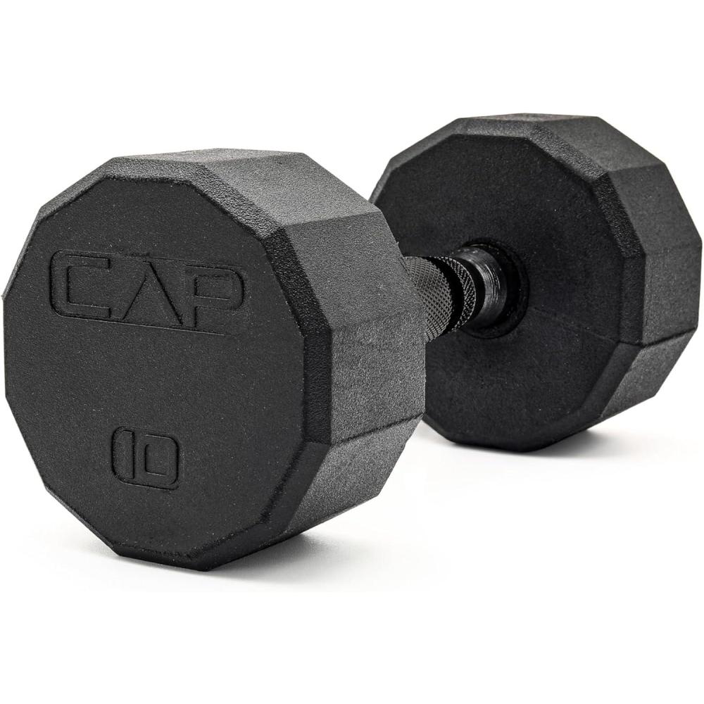 imageCAP Barbell Coated Hex Dumbbell Weight Single 10120 lbs Multiple Options12Sided Black Handle