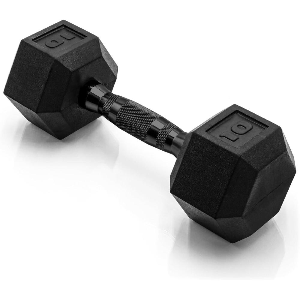 imageCAP Barbell Coated Hex Dumbbell Weight  Single  10120 lbs  Multiple OptionsBlack Handle