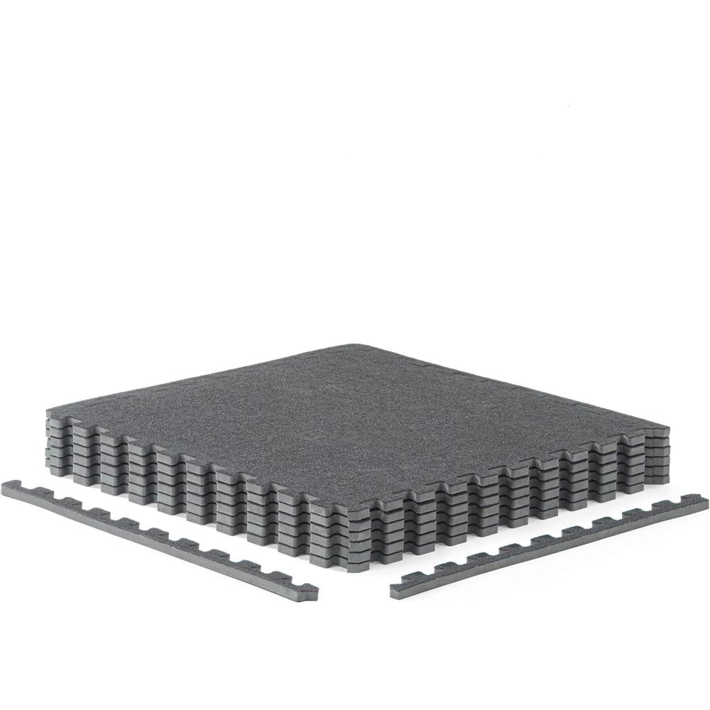 imageCAP Barbell Interlocking EVA Foam Carpet Puzzle Mat Floor Tiles  24quot x 24quot x 12quot  Multiple Color OptionsCarpet Top  Gray